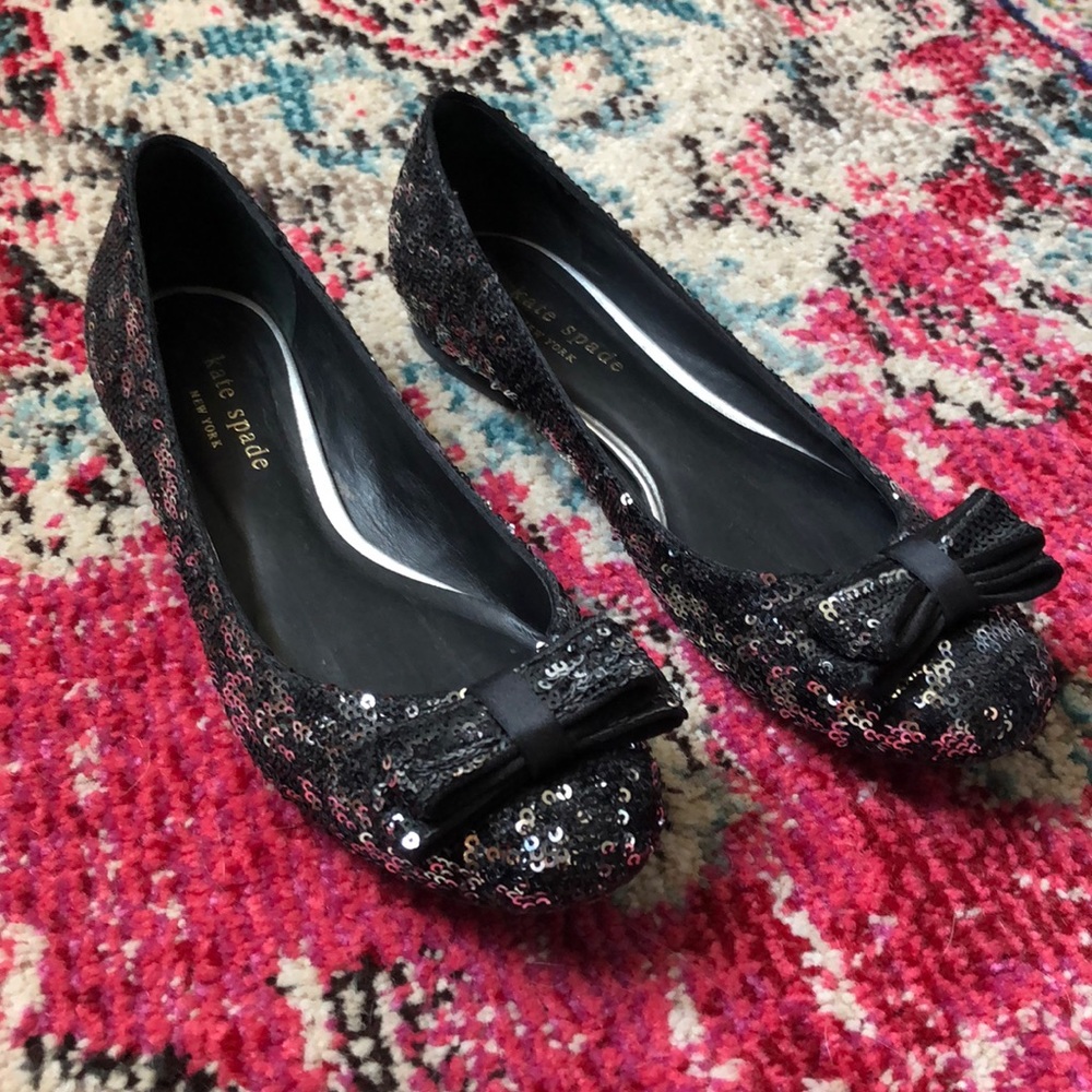 Kate Spade Sequin Bow Ballerina Flats, size 6